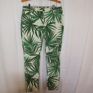 Michael Kors Palm Print Denim Pants Women Size 12 Skinny Jeans